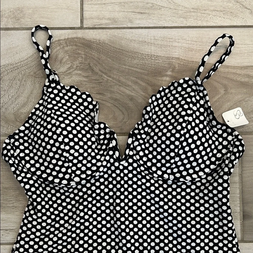 Jessica Simpson Black and White Polka Dot One-Piece Swimsuit